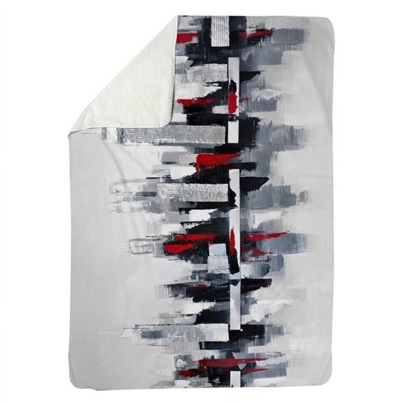 60 x 80 in. Grey & Red Cityscape-Sherpa Fleece Blanket