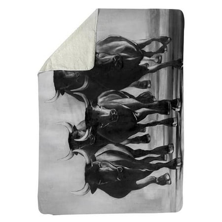 60 x 80 in. Group of Bulls At Galops-Sherpa Fleece Blanket