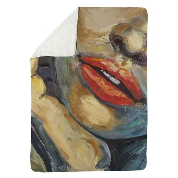 60 x 80 in. Irresistible Lips Closeup-Sherpa Fleece Blanket