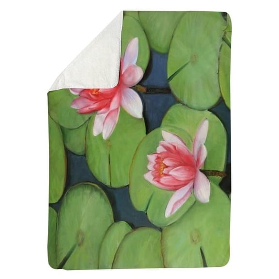 60 x 80 in. Lotus Flowers In A Swamp-Sherpa Fleece Blanket