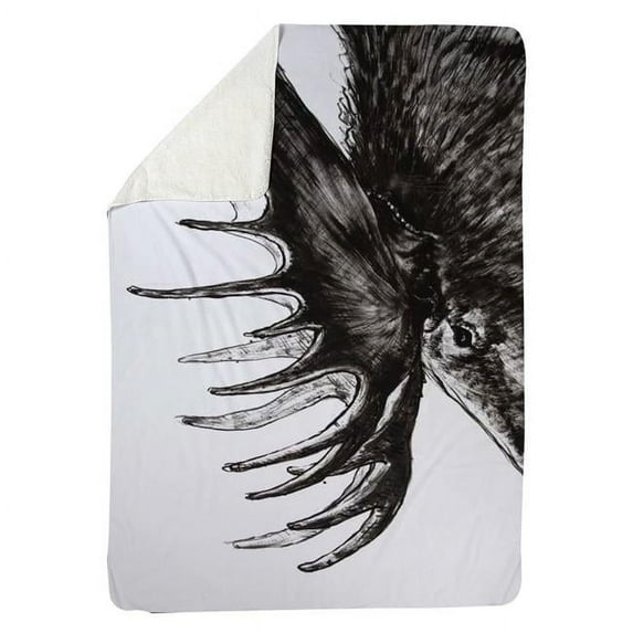 60 x 80 in. Moose Plume-Sherpa Fleece Blanket