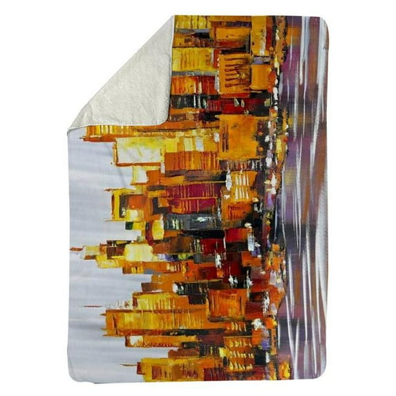 60 x 80 in. Orange Buildings-Sherpa Fleece Blanket