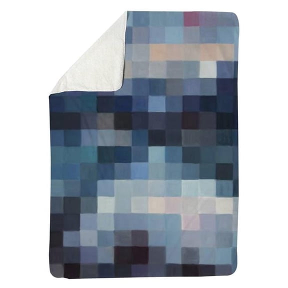 60 x 80 in. Pixelated Mountainous Landscape-Sherpa Fleece Blanket