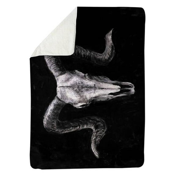 60 x 80 in. Ram Skull Grunge Style-Sherpa Fleece Blanket