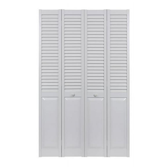 60 x 80 in. Seabrooke PVC Louver over Panel Bifold Door, White