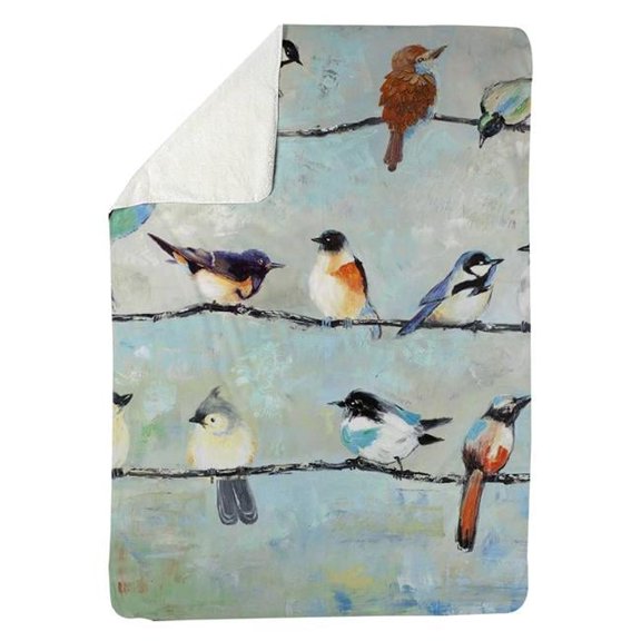 60 x 80 in. Small Colorful Birds-Sherpa Fleece Blanket
