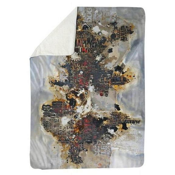 60 x 80 in. Texturized World Map with Typography-Sherpa Fleece Blanket