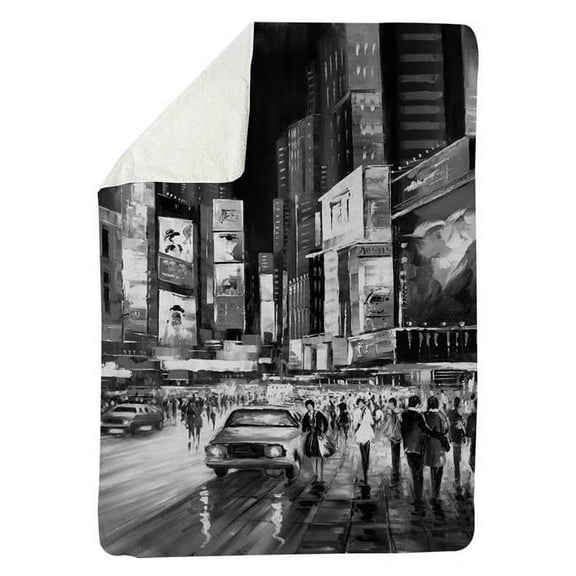 60 x 80 in. Times Square Monochrome-Sherpa Fleece Blanket