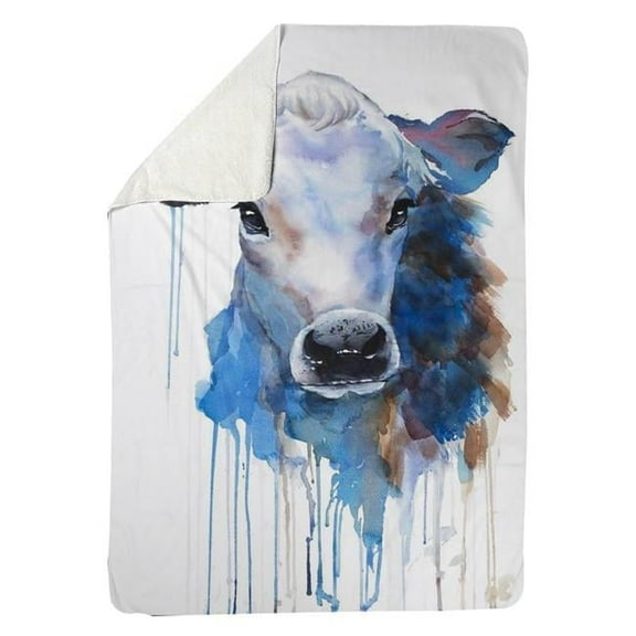 60 x 80 in. Watercolor Jersey Cow-Sherpa Fleece Blanket