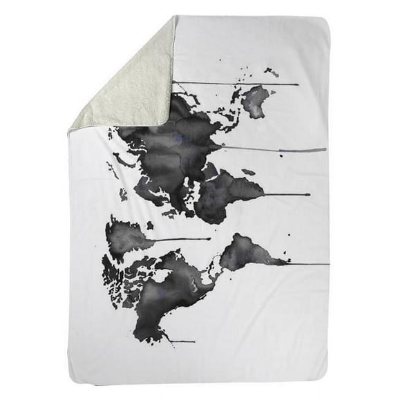 60 x 80 in. Watercolor World Map-Sherpa Fleece Blanket