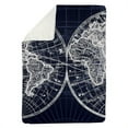 thumbnail image 1 of 60 x 80 in. World Map Blue Print-Sherpa Fleece Blanket, 1 of 1