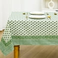 thumbnail image 1 of 60'''' x 84'''' Cotton Tablecloth Handmade Cotton Floral Tablecloth Washable Print Rectangle Table Cover with Dust Proof Wrinkle Resistant for Kitchen Dining Party Buffet(Green,Emerald Green), 1 of 6