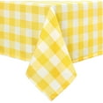 thumbnail image 1 of 60 x 84 Inch Checkered Tablecloth Rectangle - Waterproof & Wrinkle Resistant Spring Table Cloth for Picnic, Dinner and Party, Washable Polyester Fabric, Yellow and White Gingham Pattern, 1 of 6