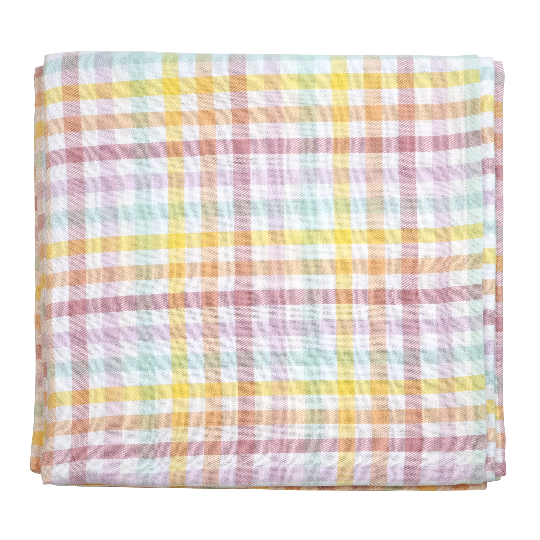 60" x 84" Multicolor Plaid Cotton Tablecloth