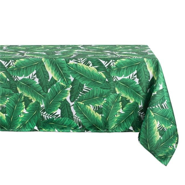 Banana Leaf Green Polyester Outdoor Tablecloth with Zipper, 60" x 84"