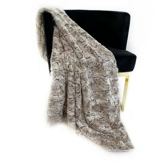 60 x 84 in. Wild Rabbit Faux Fur Luxury Throw Blanket, Light Brown