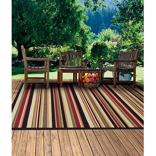 60'' x 90'' Tributary Stripe Heat Set Polypropylene Indoor/Outdoor Rug
