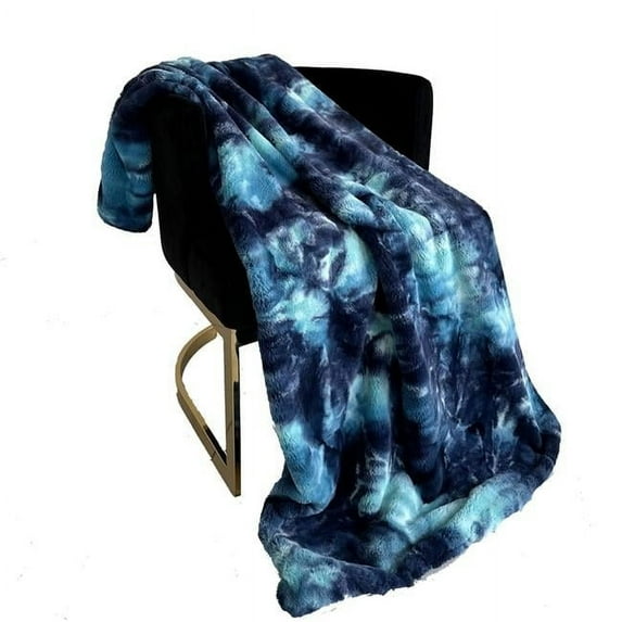 60 x 90 in. Fureal Faux Fur Luxury Throw Blanket, Blue