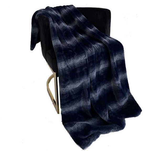 60 x 90 in. Furever Faux Fur Luxury Throw Blanket, Blue Ink
