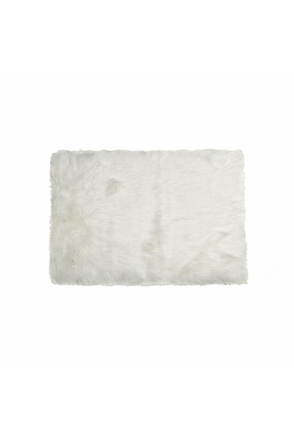 60" x 96" x 1.5" Off White, Faux Fur, Rectangular - Area Rug