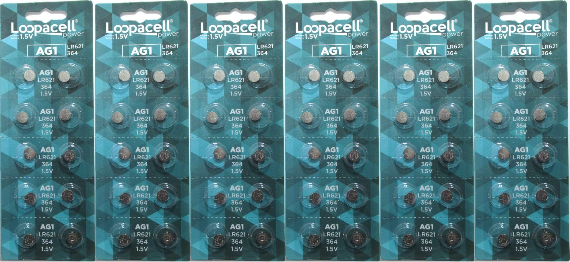 60 x AG1 Alkaline Button Cell LOOPACELL Watch Batteries - Walmart.com