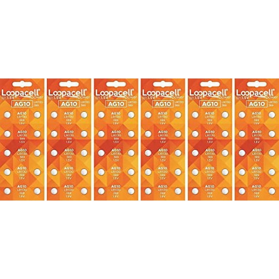 60 x AG10 Alkaline Button Cell LOOPACELL Watch Batteries