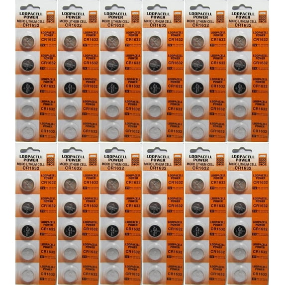 60 x Loopacell CR1632 3 Volt Lithium Coin Battery Button Cells (12 x Packs of 5)