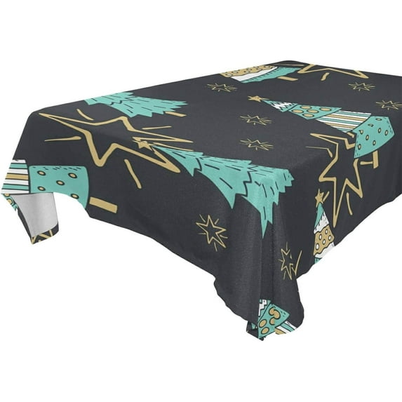 60"x120" Christmas Tree Tablecloth, Waterproof Washable Polyester Square Table Cover, Durable Tablecloth for Kitchen Dining Table Party Decor