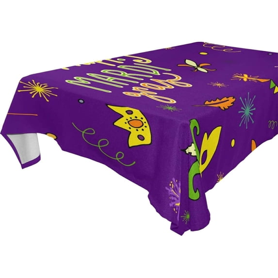 60"x120" Mardi Gras Tablecloth, Waterproof Washable Polyester Square Table Cover, Durable Tablecloth for Kitchen Dining Table Party Decor