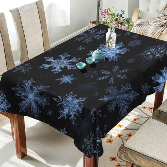 60"x120"Square Washable Wrinkle Resistant Heat Resistant Table Cloth Decorative Table Cover for Kitchen Dining Room, Multiple Sizes Available Pale Blue Chrimas Snowflake