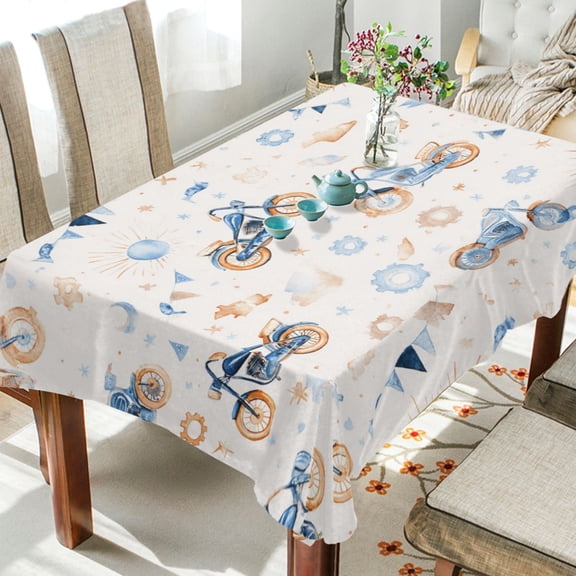 60"x120"Square Washable Wrinkle Resistant Heat Resistant Table Cloth Decorative Table Cover for Kitchen Dining Room, Multiple Sizes Available Vintage Motorcycle Collage