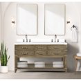 thumbnail image 1 of 60"x22" Grey Oak Double Bath Vanity, White Quartz Top Sealed, Faucet , 28" Mirrors - Bathroom Supply Vanity With Top, And Essentials, 1 of 7
