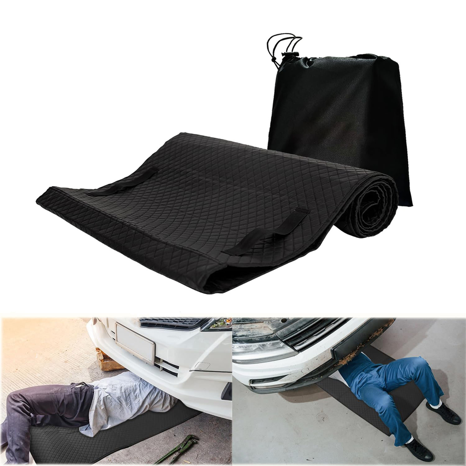 60''x28'' Mechanic Mat for Ground Rolling Mat with Storge Bag, Zero ...