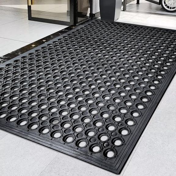 60"x35" Outdoor Rubber Floor Mats Non-Slip Restaurant Mat Commercial Kitchen Heavy Duty Drainage for Outside Industral Pool Entrance Bar Wet Area