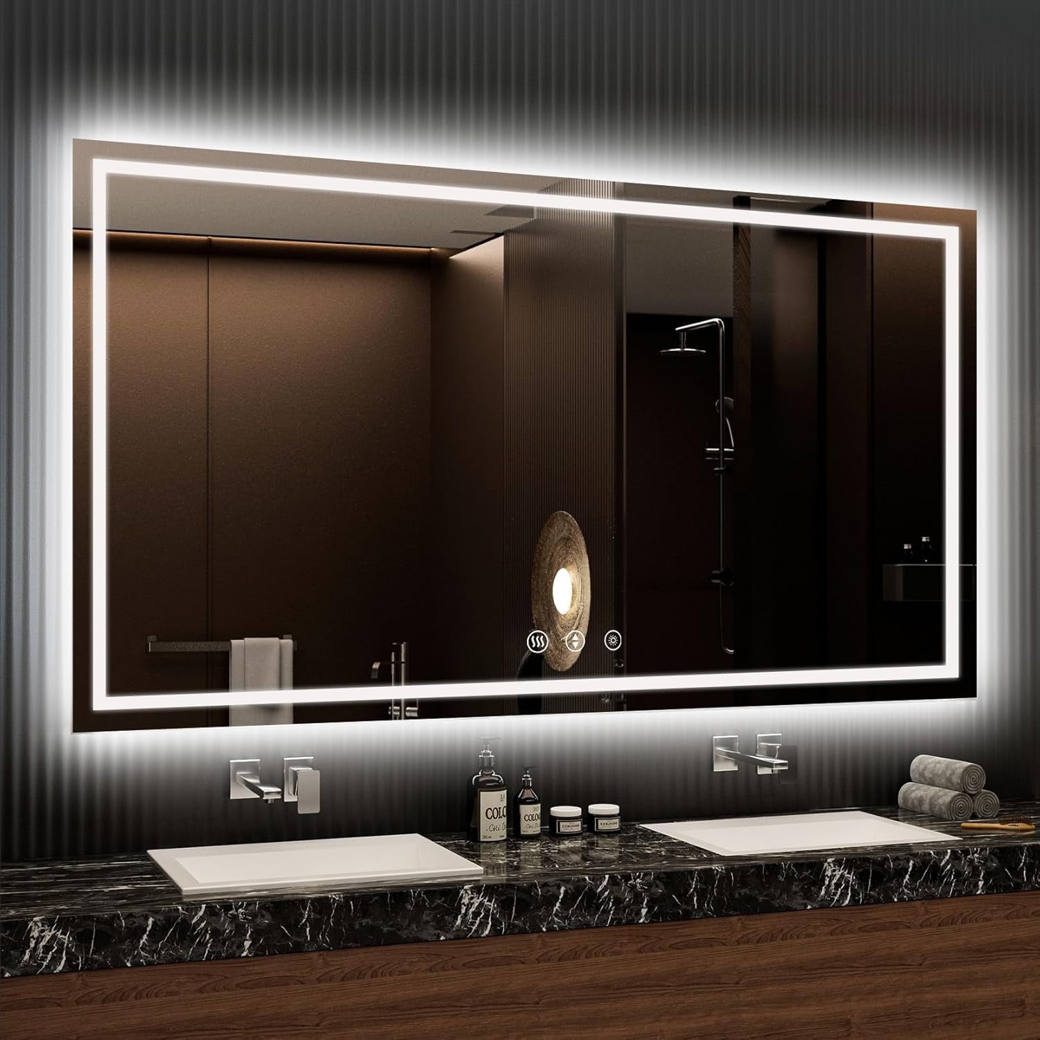60"x36" LED Bathroom Mirror, Large Mirror for Bathroom with Front and ...