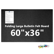 Black Cork Bulletin Board 48" x 36", Foldable Felt Notice Pin Board for Wall, 4' x 3' Decorative Corkboard Photo Board DIY Vision Board with Self-Adhesive Tape for Office School Home with 20 Pushpins