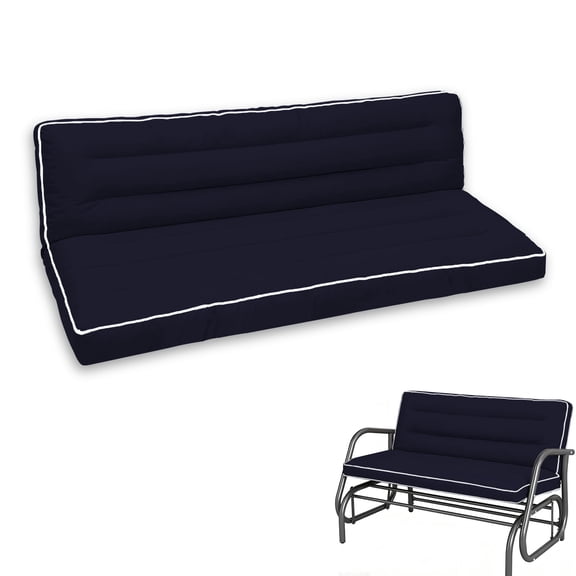 63"x40" Outdoor Swing Cushion with Backrest, Memory Foam, Tie Straps, Oxford Fabric Replacement for Porch Bench 2/3 Seater