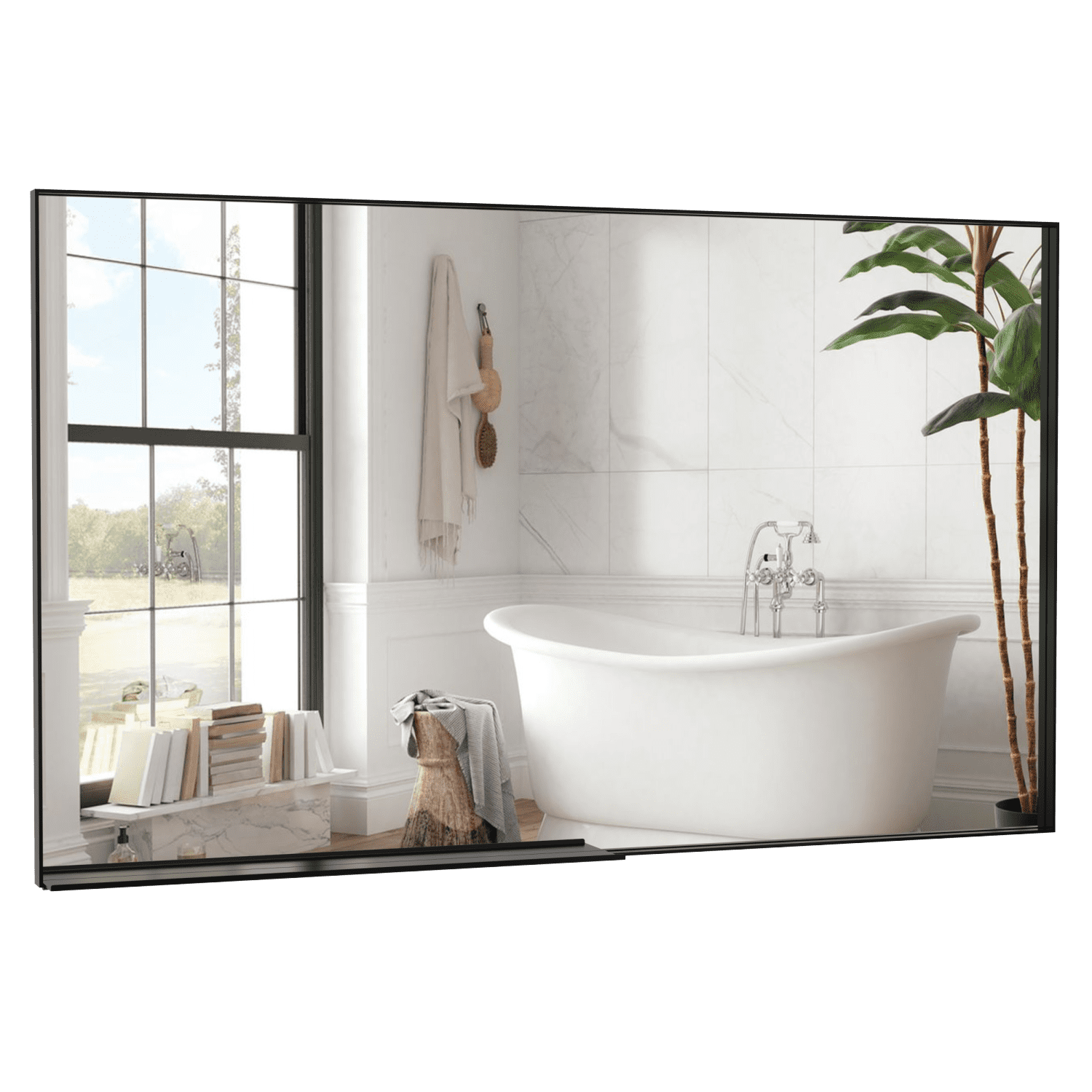 60???x40??? Oversized Modern Rectangle Bathroom Mirror with Black Frame