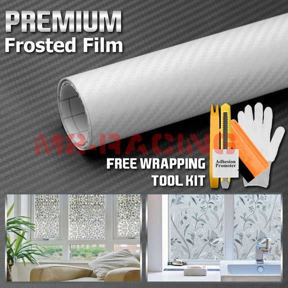 *60"x60" Carbon Fiber Frosted Film Glass Home Bathroom Window Security Privacy