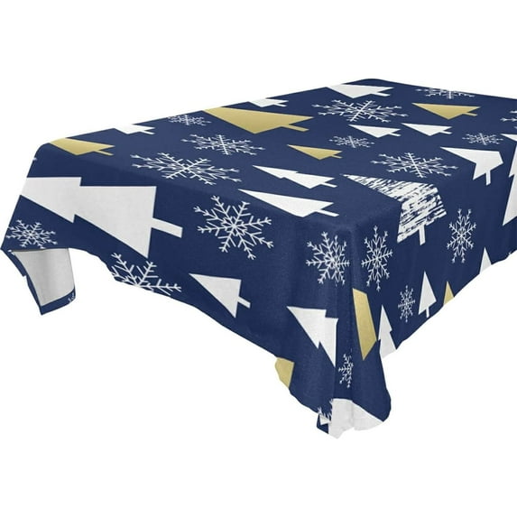 60"x60" Christmas Tree Tablecloth, Waterproof Washable Polyester Square Table Cover, Durable Tablecloth for Kitchen Dining Table Party Decor