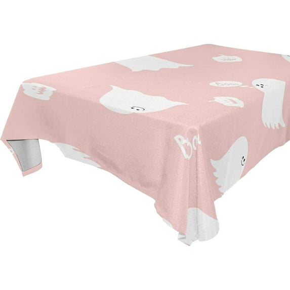 60"x60" Halloween Ghost Tablecloth, Waterproof Washable Polyester Square Table Cover, Durable Tablecloth for Kitchen Dining Table Party Decor