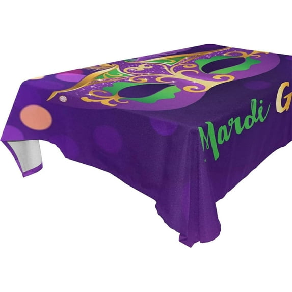 60"x60" Mardi Gras Tablecloth, Waterproof Washable Polyester Square Table Cover, Durable Tablecloth for Kitchen Dining Table Party Decor