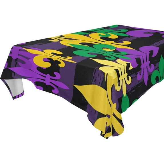 60"x60" Mardi Gras Tablecloth, Waterproof Washable Polyester Square Table Cover, Durable Tablecloth for Kitchen Dining Table Party Decor