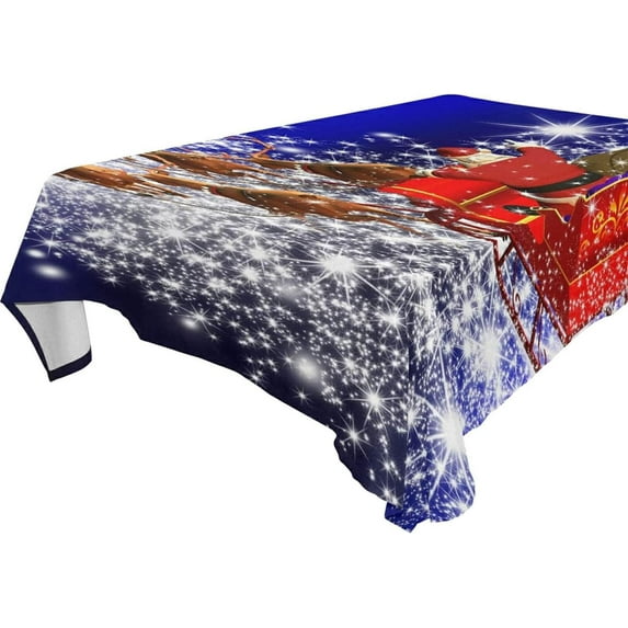 60"x60" Santa Claus Tablecloth, Waterproof Washable Polyester Square Table Cover, Durable Tablecloth for Kitchen Dining Table Party Decor
