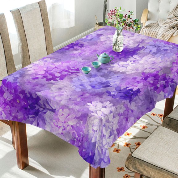 60"x60"Square Washable Wrinkle Resistant Heat Resistant Table Cloth Decorative Table Cover for Kitchen Dining Room, Multiple Sizes Available Lilac Purple Floral Pattern