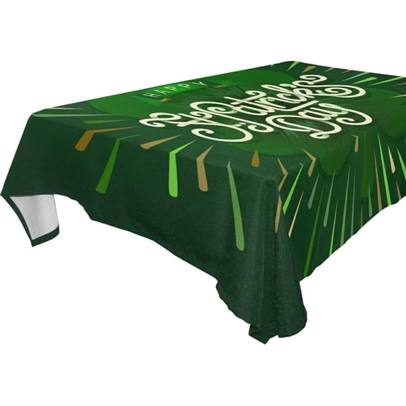 60"x60" St Patrick's Day Clover Tablecloth, Waterproof Washable Polyester Square Table Cover, Durable Tablecloth for Kitchen Dining Table Party Decor