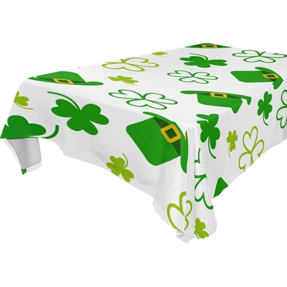 60"x60" St Patrick's Day Clover Tablecloth, Waterproof Washable Polyester Square Table Cover, Durable Tablecloth for Kitchen Dining Table Party Decor