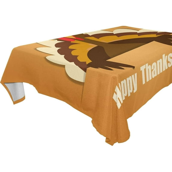 60"x60" Thanksgiving Turkey Tablecloth, Waterproof Washable Polyester Square Table Cover, Durable Tablecloth for Kitchen Dining Table Party Decor