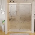 thumbnail image 1 of 60''x72'' Double Sliding Semi-Frameless Shower Door with 6mm Tempered Glass Brushed Nickel, 1 of 5