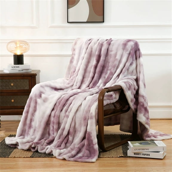 60"x79" Thick Bubble Plush Throw Blanket 360GSM, Fluffy Fleece Blanket for Couch Sofa Bed, Ultra Soft Warm Winter Blanket with Bubble Design, Purple, By Harlik